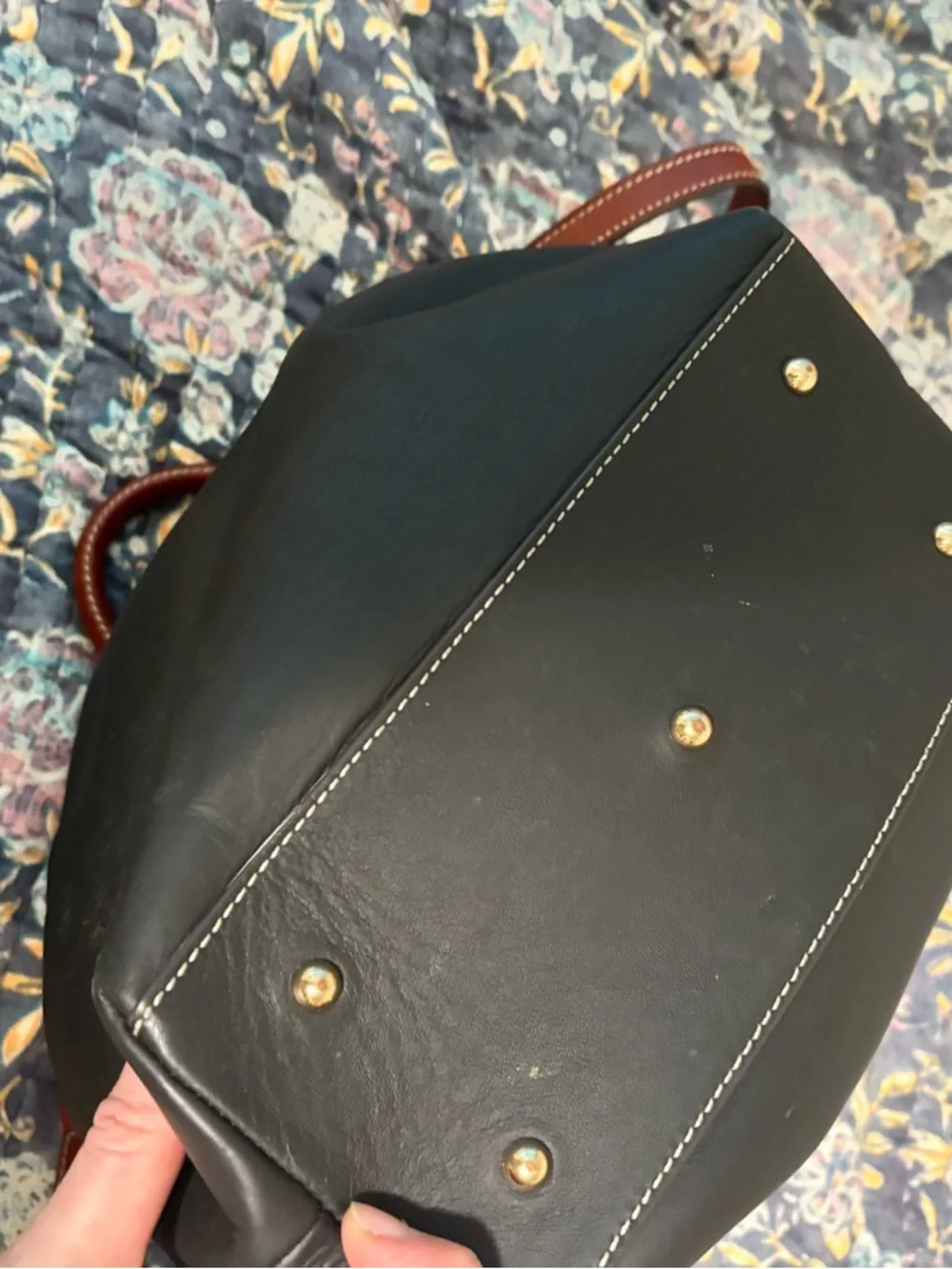 Dooney & Bourke Black Leather Shoulder Bag with Brown Trim - Picture 5 of 5